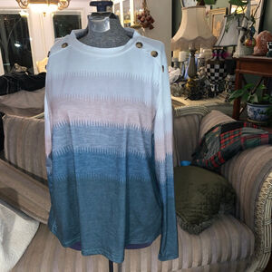 Women's Unbranded Long Sleeve Tee XL Blue Pink Ombre